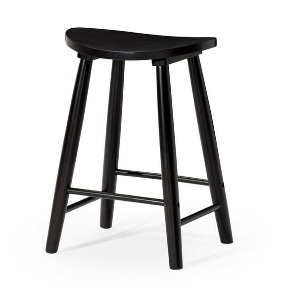 Maven Lane 26" Luna Counter Stool with Rustic Black Wood Finish - Artisan Crafted Backless Counter Height Stool, Oval Saddle Seat for Unmatched Comfort - Adds Warmth & Style to Kitchen, Dining Area