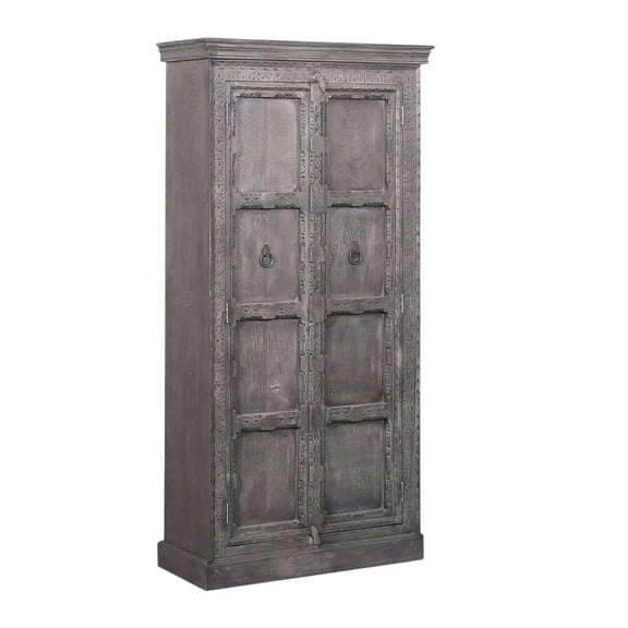 Maven Lane Mahala Handmade Heritage Wooden Cabinet in Grey Distressed Finish