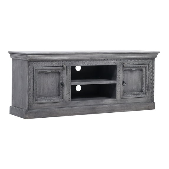 Open Box Maven Lane Handmade Wooden Media Unit in Grey Distressed Finish