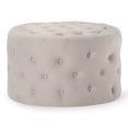 thumbnail image 1 of Maven Lane Marcy Traditional Round Ottoman in Dove Fabric Upholstery, 1 of 7