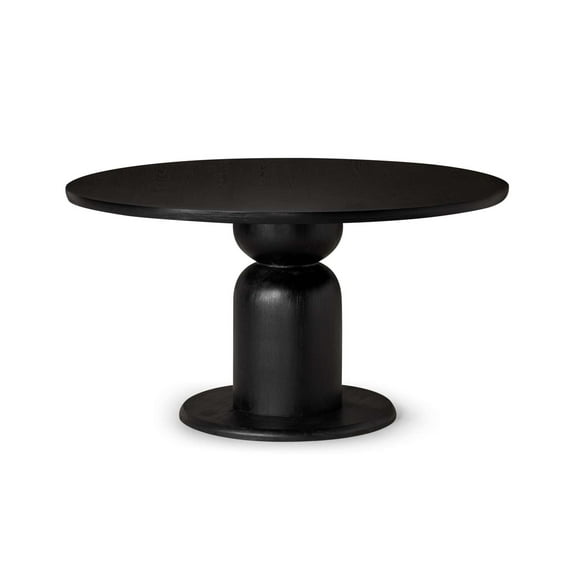 Maven Lane Mila Contemporary Round Wooden Dining Table in Refined Black Finish