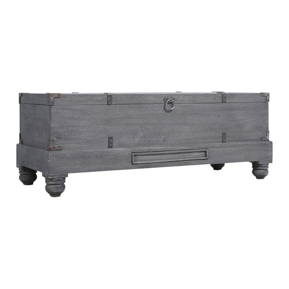 Maven Lane Nerio Handmade Heritage Wooden Storage Bench, Grey Distressed Finish