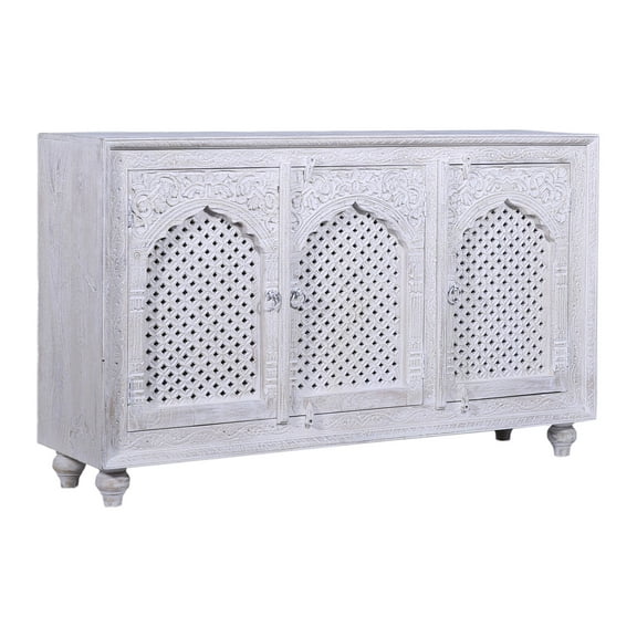 Maven Lane Patrin Handmade Heritage Wooden Sideboard in White Distressed Finish
