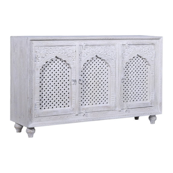 Maven Lane Patrin Handmade Heritage Wooden Sideboard in White Distressed Finish
