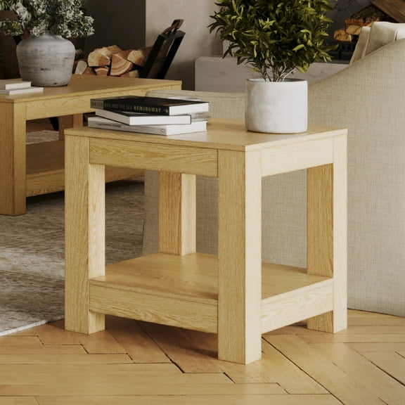 Maven Lane Paulo Wooden Side Table in Weathered Natural Finish