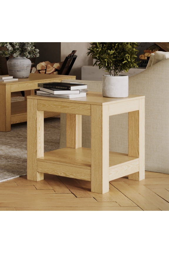 Paulo Wooden Side Table in Weathered Natural Finish