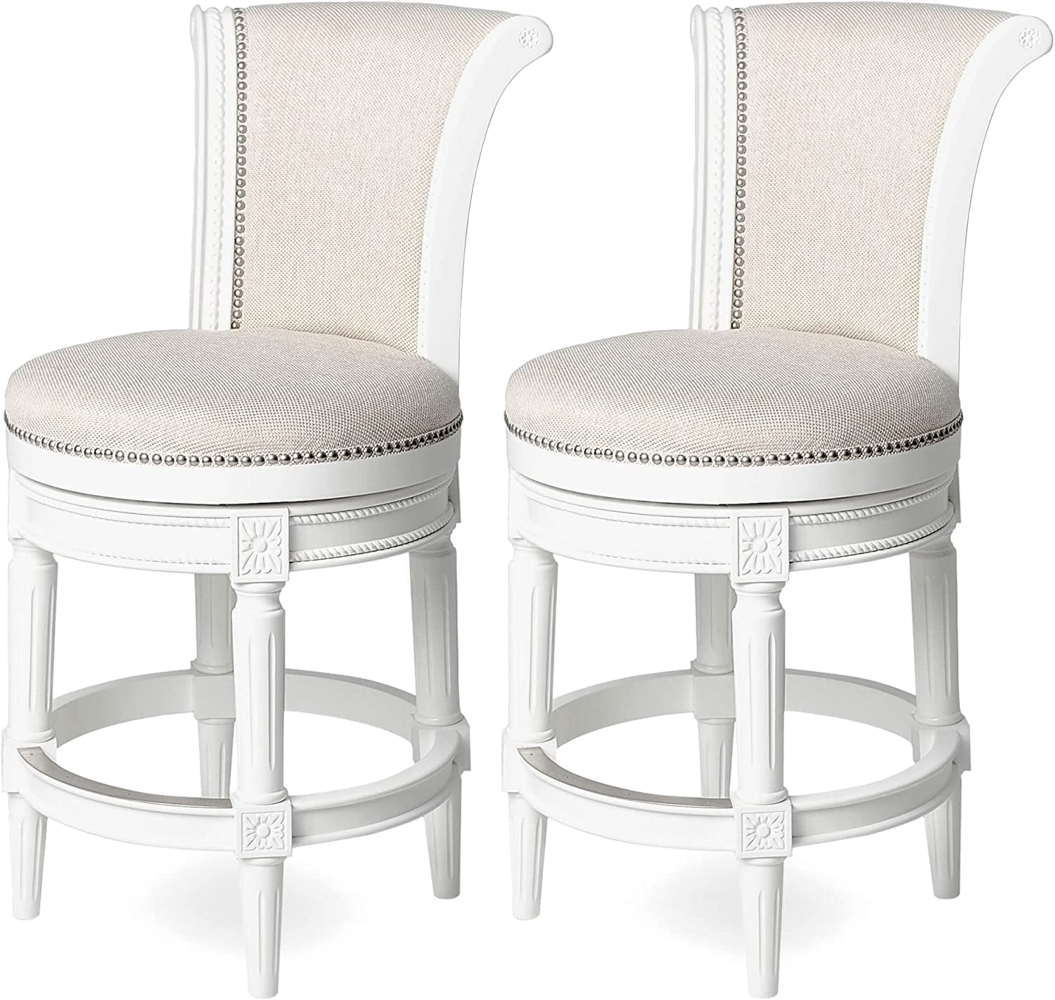 Maven Lane 26" Counter Height Stool - Handcrafted Swivel Bar Stool with ...
