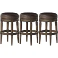 thumbnail image 1 of Maven Lane Pullman 31 Inch Tall Bar Height Upholstered Backless Barstool in Walnut Finish with Marksman Saddle Vegan Leather Cushion Seat, Set of 3, 1 of 6