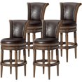 thumbnail image 1 of Maven Lane Pullman 31 Inch Tall Bar Height Upholstered Barstool with Back in Walnut Finish with Marksman Saddle Vegan Leather Cushion Seat, Set of 4, 1 of 6