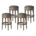 thumbnail image 1 of Maven Lane Pullman Backless Bar Stool, Reclaimed Oak, Ronan Stone Vegan Leather, Set of 4, 1 of 6