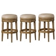 thumbnail image 1 of Maven Lane Pullman Backless Bar Stool, Weathered Oak, Avanti Bone Vegan Leather, Set of 3, 1 of 6