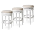 thumbnail image 1 of Maven Lane Pullman Backless Bar Stool in Alabaster White Finish w/ Cream Fabric Upholstery, Set of 3, 1 of 6