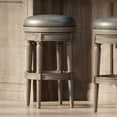 thumbnail image 1 of Maven Lane Pullman Backless Bar Stool in Reclaimed Oak Finish w/ Ronan Stone Vegan Leather, 1 of 7