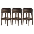 thumbnail image 1 of Maven Lane Pullman Backless Bar Stool in Walnut Finish w/ Marksman Saddle Vegan Leather, Set of 3, 1 of 6