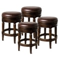 thumbnail image 1 of Maven Lane Pullman Backless Counter Stool in Dark Walnut Finish with Vintage Brown Vegan Leather, Set of 4, 1 of 6