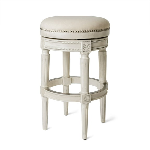 Open Box Maven Lane Pullman Backless Swivel Stool, Alabaster White, Bar Height