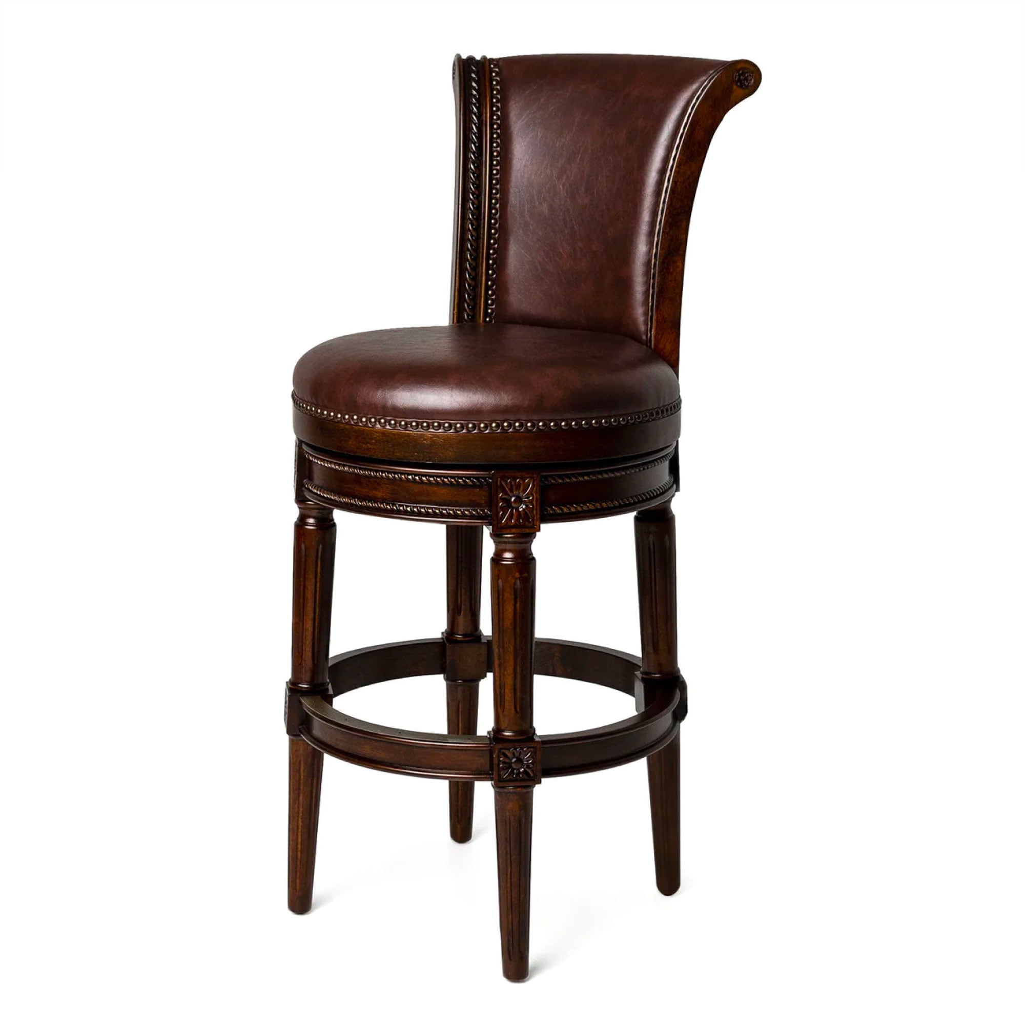Pullman Dark Walnut 31" Swivel Bar Stool with Vegan Leather
