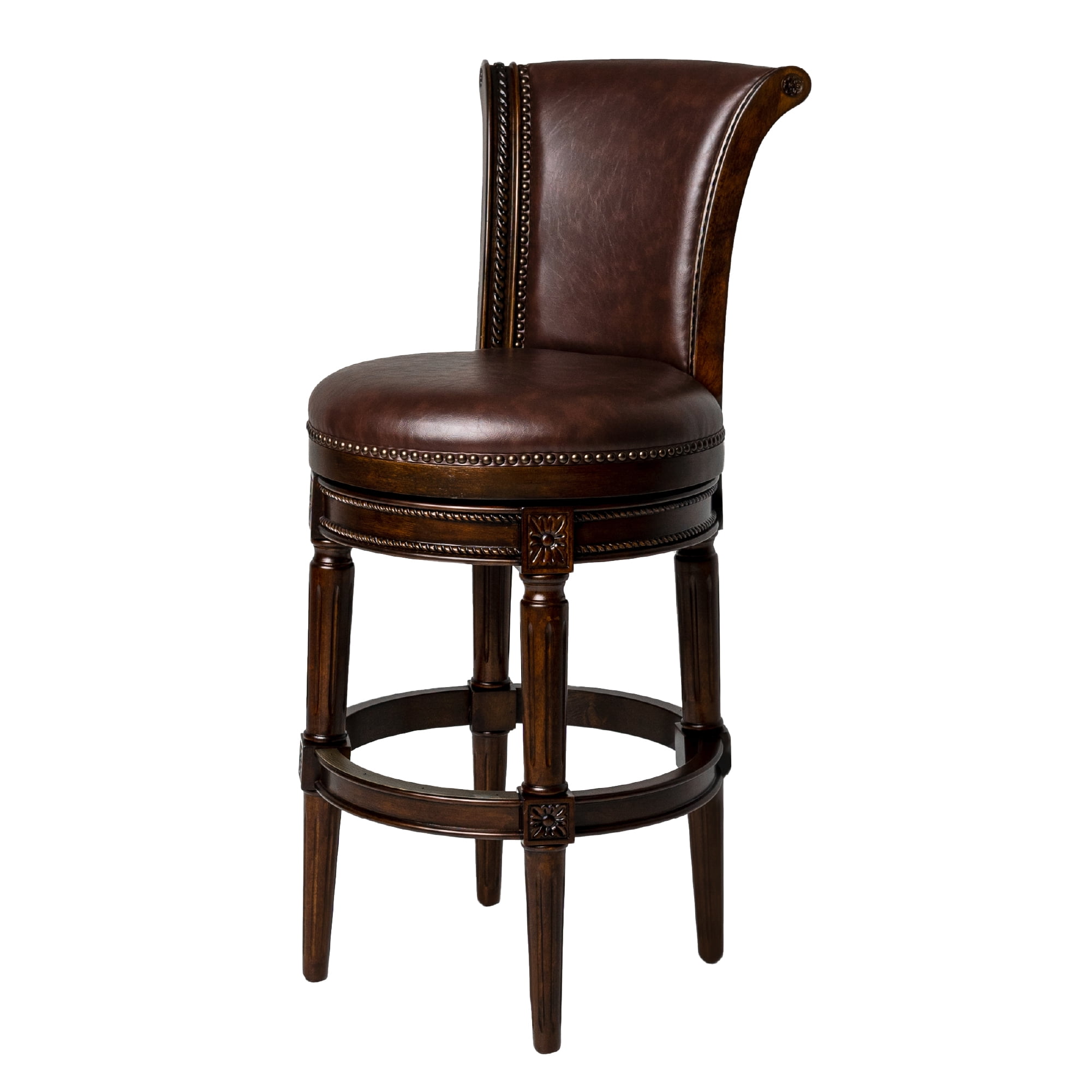 Pullman Dark Walnut 31" Swivel Bar Stool with Vegan Leather