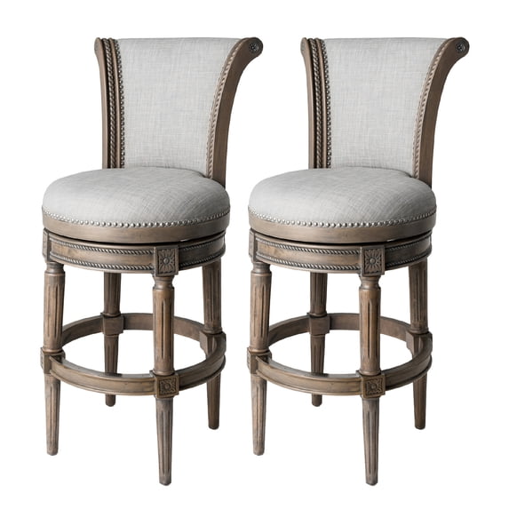 Maven Lane Pullman Wooden Swivel Kitchen Bar Stool, Reclaimed Oak, Set of 2