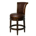 thumbnail image 1 of Maven Lane Pullman Wooden Swivel Stool, Dark Walnut w/ Vegan Leather, Set of 3, 1 of 6