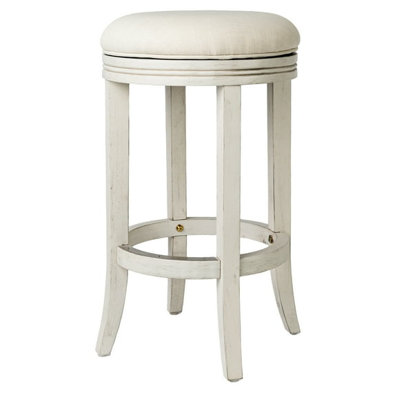 Open Box Maven Lane Round Backless Swivel Kitchen Counter Stool 26"H, White Oak