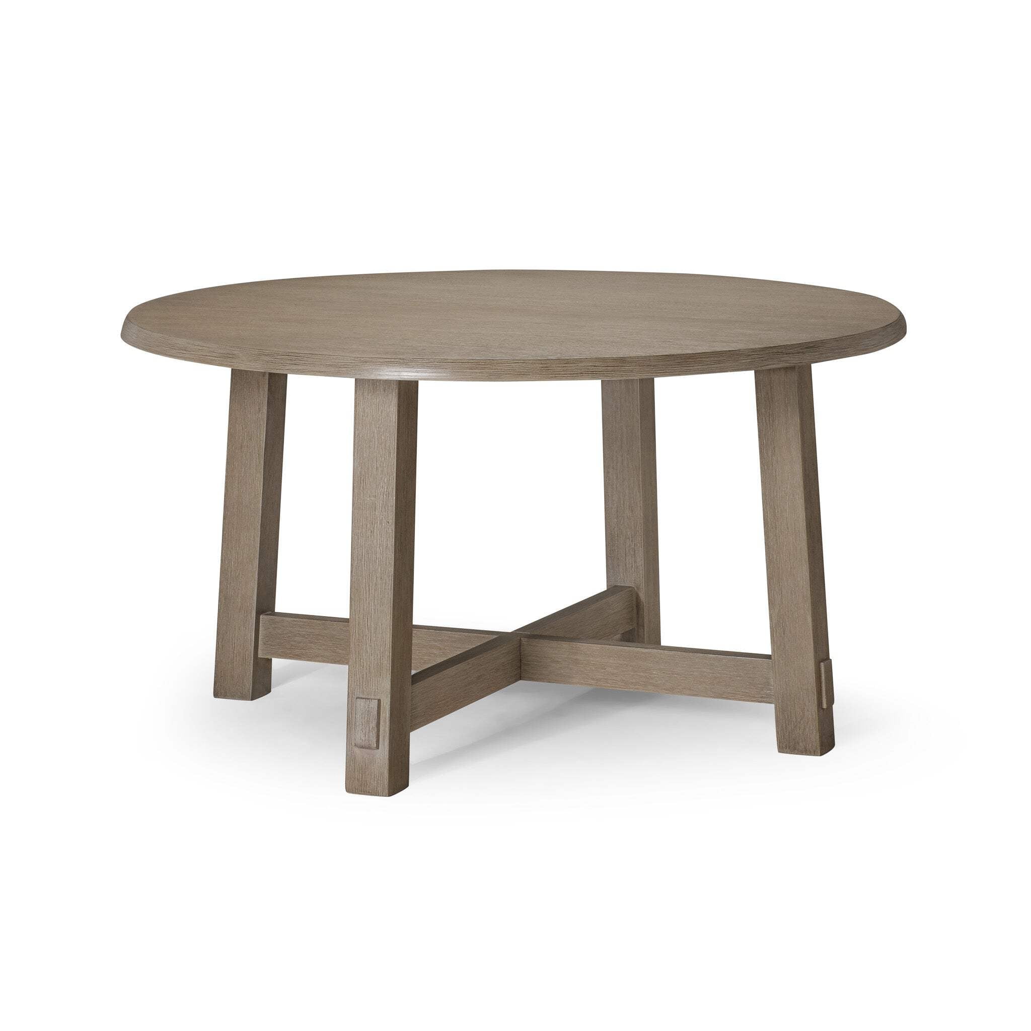Maven Lane Sasha Large Circular Wood Round Dining Table for Modern Kitchen, Bistro, or Meeting Room in Rustic Weathered Grey Finish