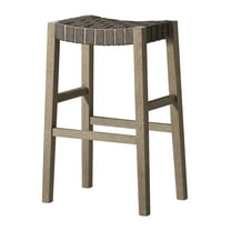Open Box Maven Lane Stool in Weathered Grey Wood Finish w/Stone Vegan Leather