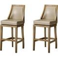 thumbnail image 1 of Maven Lane Vienna 31 Inch Tall Bar Height Rotating High Back Barstool in Weathered Oak Finish with Avanti Bone Vegan Leather Seat, Set of 2, 1 of 6