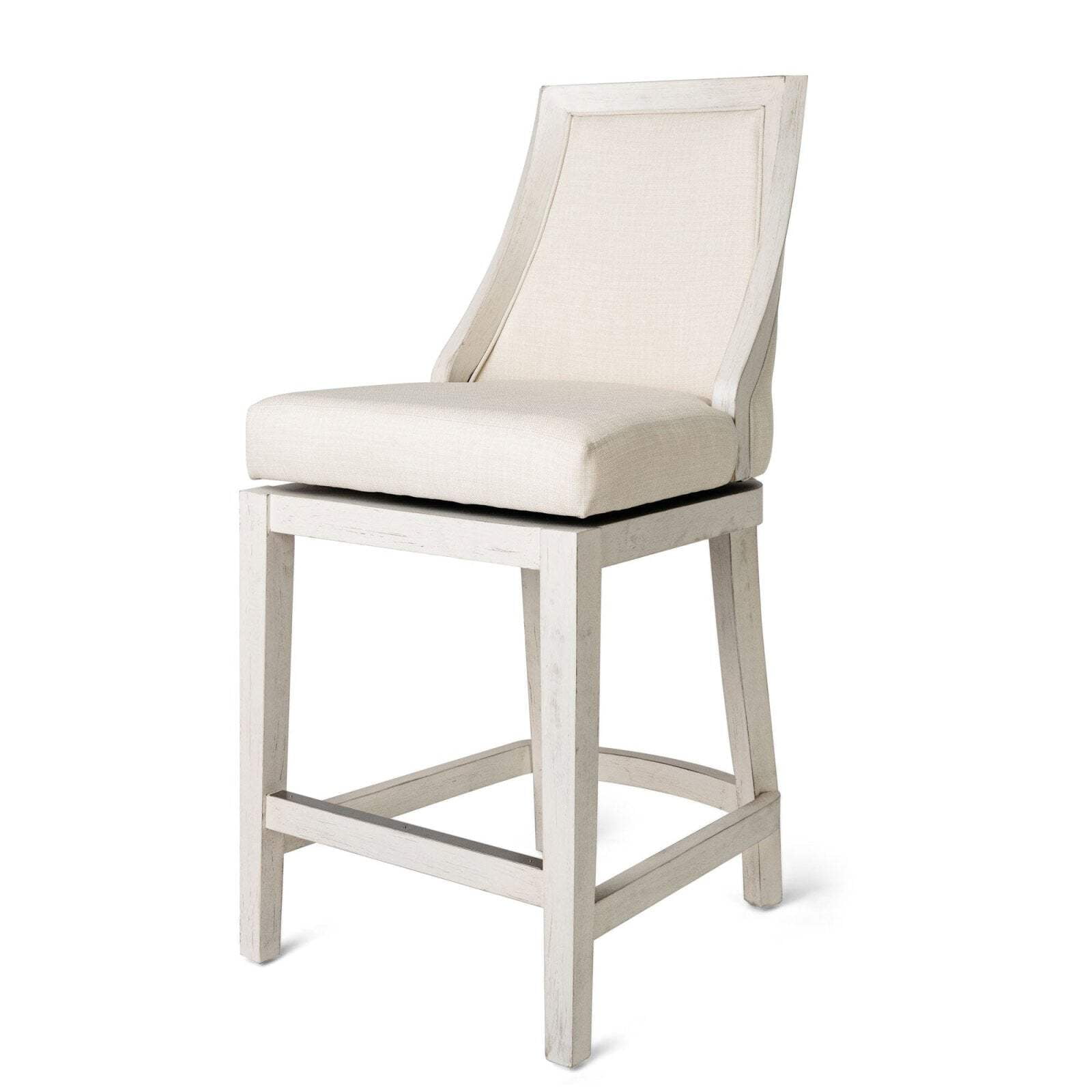 Vienna 26 Inch White Oak Swivel Counter Stool with Natural Upholstery