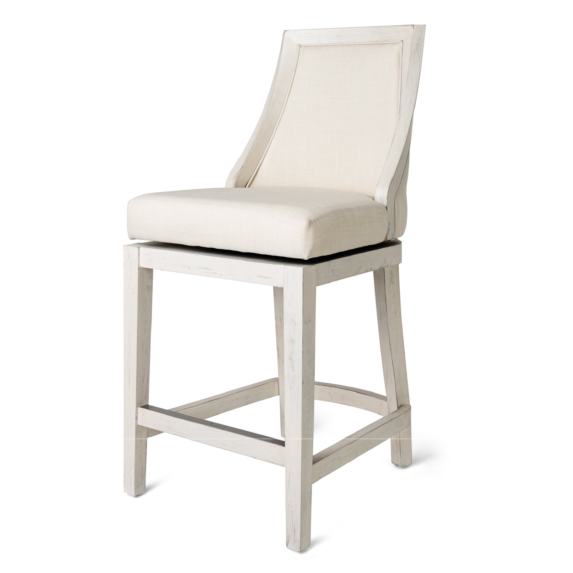 Vienna 26 Inch White Oak Swivel Counter Stool with Natural Upholstery