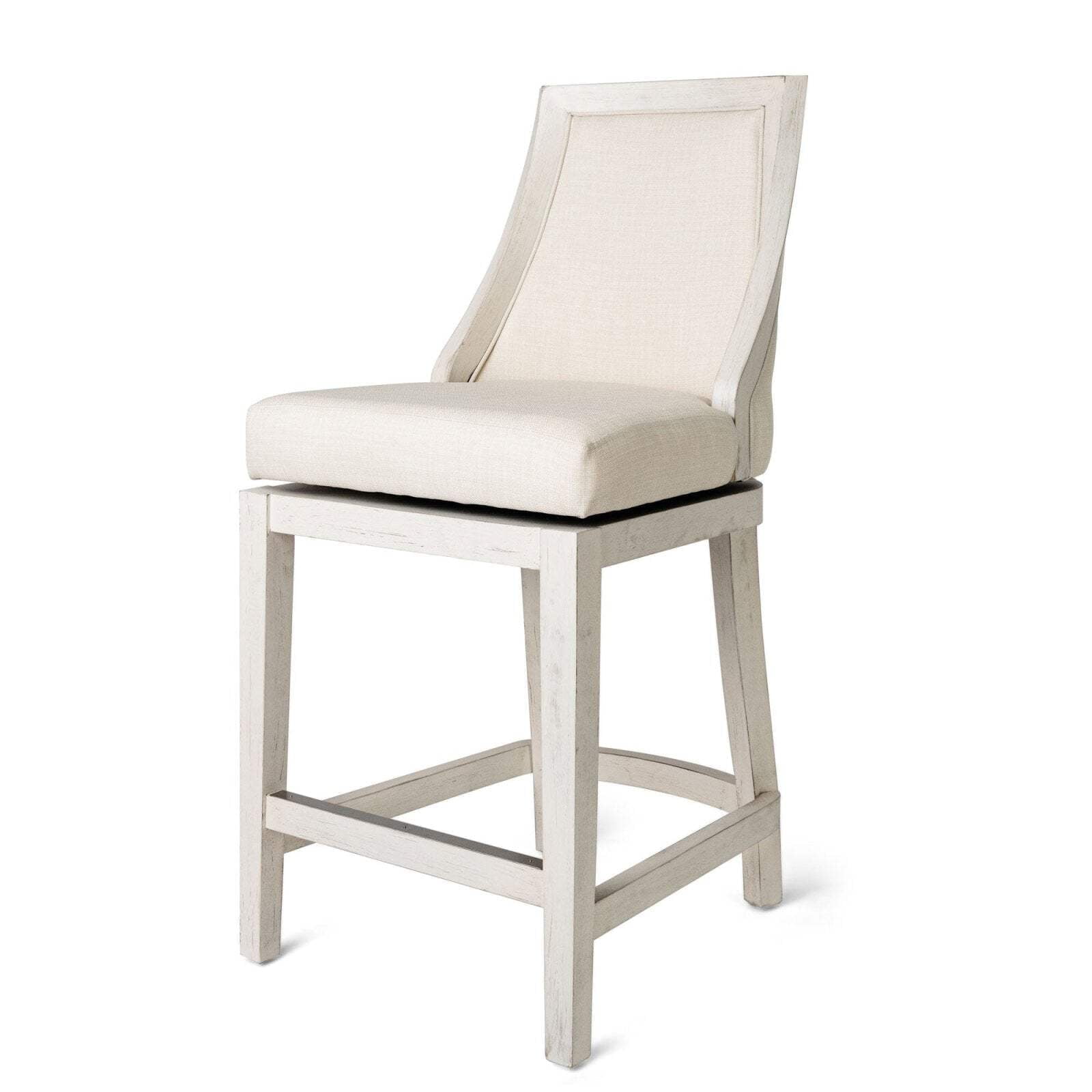 Vienna 26 Inch White Oak Swivel Counter Stool with Natural Upholstery