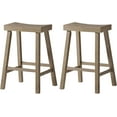thumbnail image 1 of Maven Lane Vincent 26 Inch Tall Counter Height Backless Rectangular Saddle Barstool in Antiqued Grey Finish with Rustic Wood Top Seat, Set of 2, 1 of 11