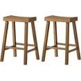 thumbnail image 1 of Maven Lane Vincent 26 Inch Tall Counter Height Backless Rectangular Saddle Barstool in Antiqued Natural Finish with Rustic Wood Top Seat, Set of 2, 1 of 11