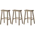 thumbnail image 1 of Maven Lane Kitchen Bar Stool, Farmhouse Wood Barstool, Kitchen Island Chairs, Pub Bar Height Stools, Stools For Kitchen, Wide Seat Backless Bar Stools, Vincent 31 Inch (Antiqued Grey), Set of 3, 1 of 6