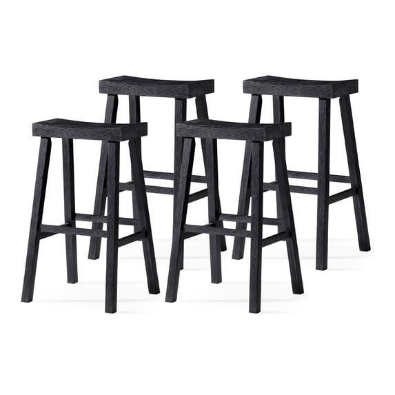 Maven Lane Vincent Wooden Rustic Aesthetic Kitchen Bar Stool, Set of 4