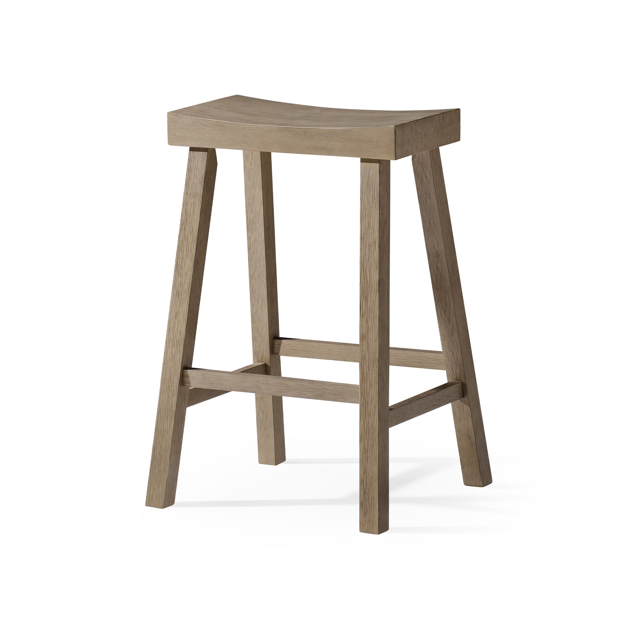 Vincent Antiqued Grey Wooden Backless Saddle Counter Stool