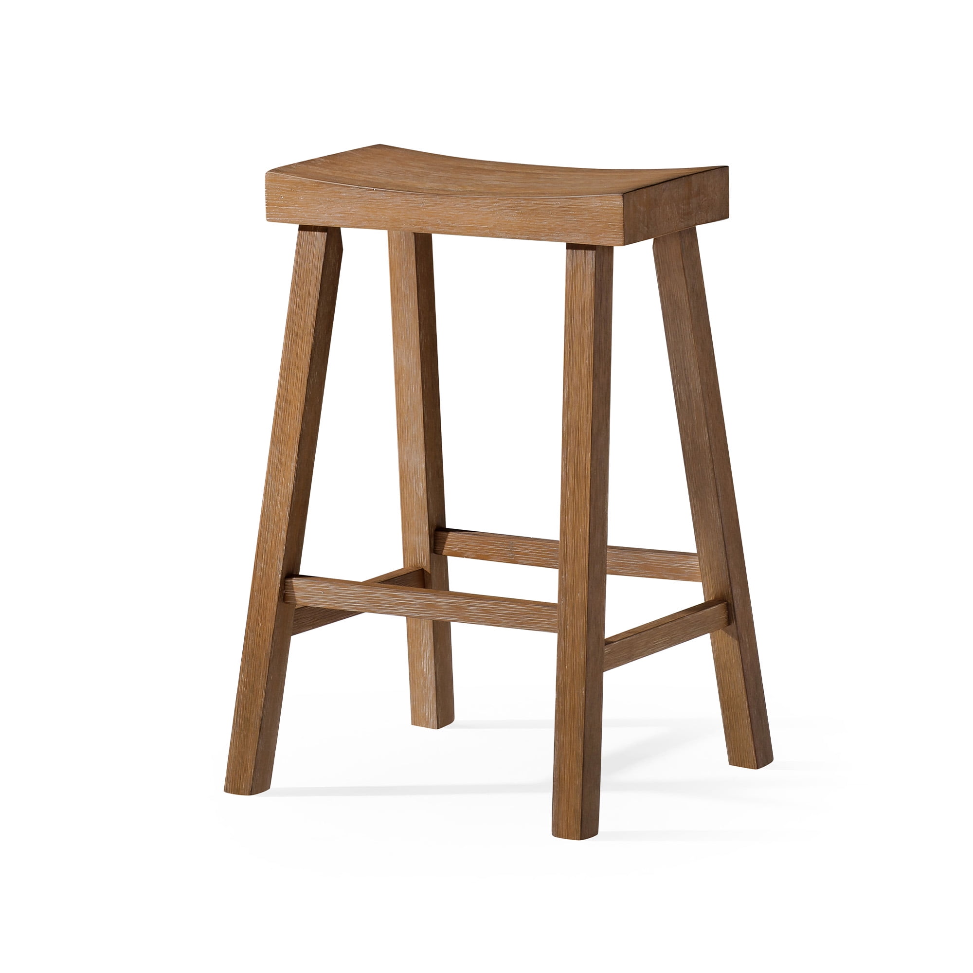 Antiqued Natural Wooden Saddle Counter Stool