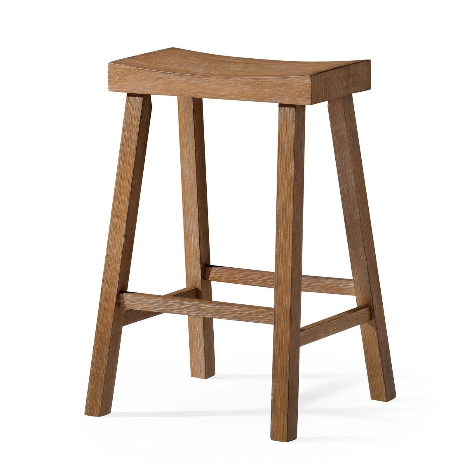 Antiqued Natural Wooden Saddle Counter Stool