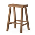 thumbnail image 1 of Maven Lane Vincent 26 Inch Tall Counter Height Backless Rectangular Saddle Barstool in Antiqued Natural Finish with Rustic Wood Top Seat, 1 of 12