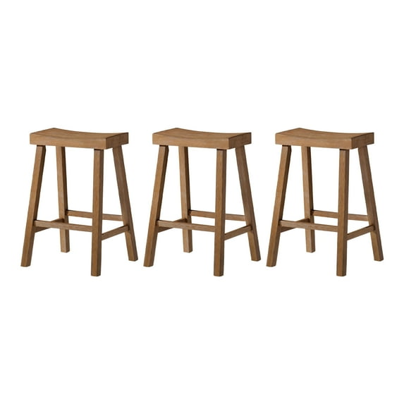 Maven Lane Vincent Wooden Rustic Aesthetic Kitchen Counter Stool, Set of 3