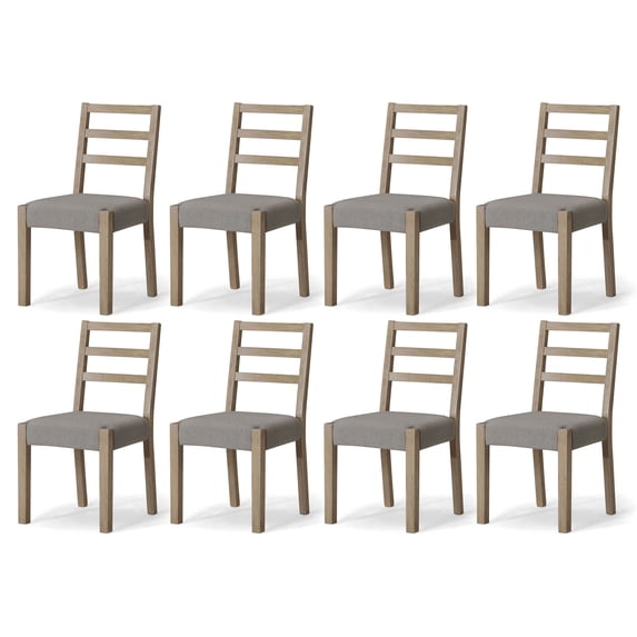 Maven Lane Willow Rustic Dining Chair, Grey with Slate Linen Fabric, Set of 8