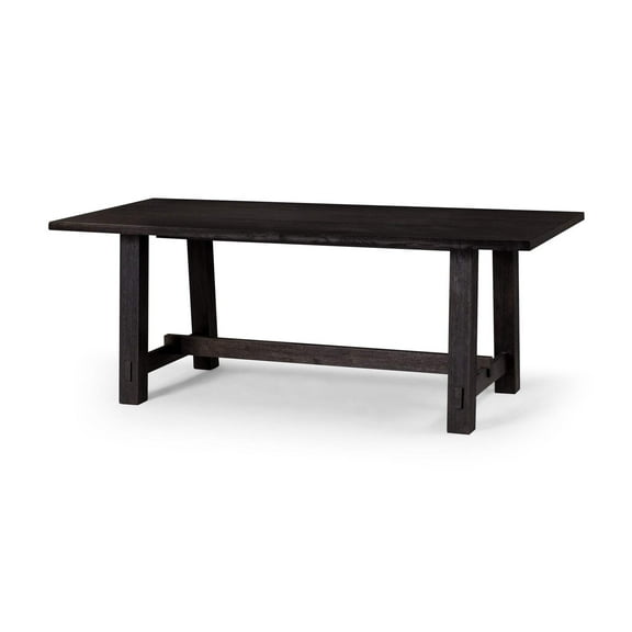 Maven Lane Yves Contemporary Rectangle Wooden Dining Center Table for Modern Kitchen or Small Dinette in Rustic Weathered Black Finish