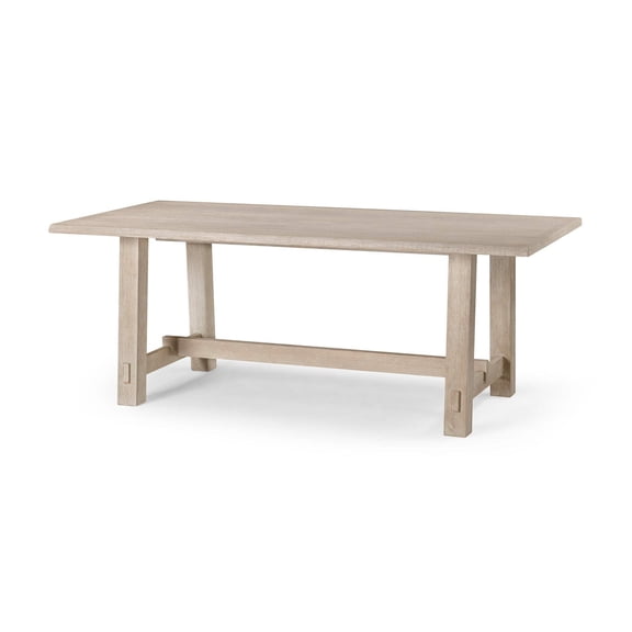 Maven Lane Yves Contemporary Rectangle Wooden Dining Center Table for Modern Kitchen or Small Dinette in Rustic Weathered Brown Finish
