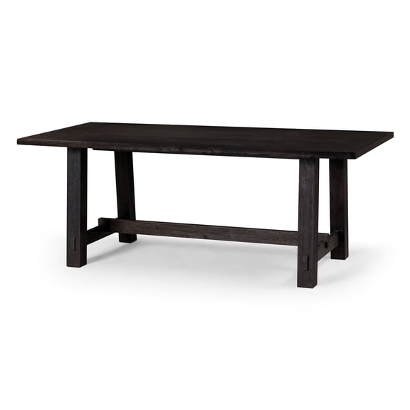 Maven Lane Yves Rectangular Solid Wood Dining Table, Weathered Black Finish