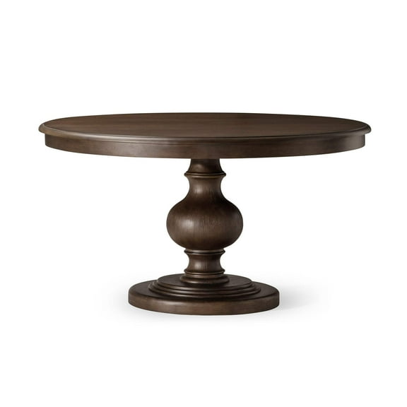 Maven Lane Zola Traditional Large Round Circle Wooden Pedestal Dining Table for Modern Kitchen, Bistro, or Card Table in Antiqued Brown Finish