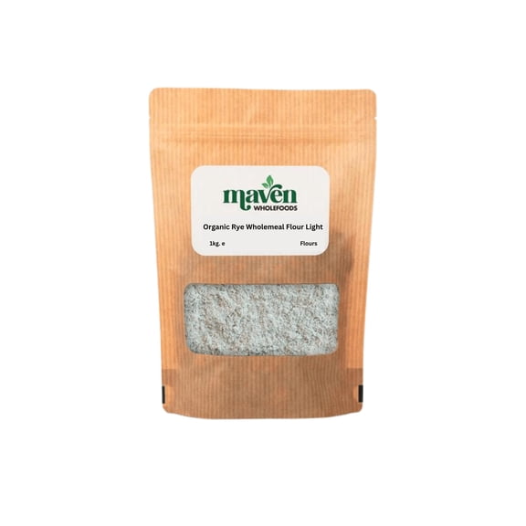 Maven Wholefoods Organic Rye Wholemeal Flour Medium 1kg | Stone-Ground | High Fibre | Non-GMO | Vegan Friendly | Certified Organic | Wholegrain Flour for Bread & Baking | Resealable Bag