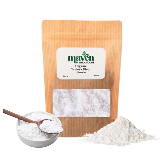 Maven Wholefoods Organic Tapioca Starch Flour 1kg | Plant-Based Thickener for Baking & Cooking | Natural Source of Clean Carbs | Vegan Friendly | Resealable Bag