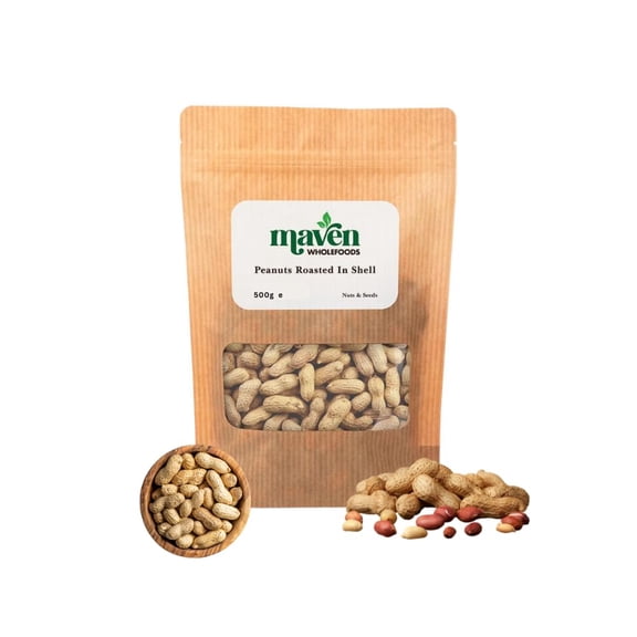 Maven Wholefoods Roasted Peanuts in Shell 500g | Crunchy Whole Peanuts | High Protein & Fibre Snack | Natural, Vegan & GMO Free | Healthy Snack for Vegetarians