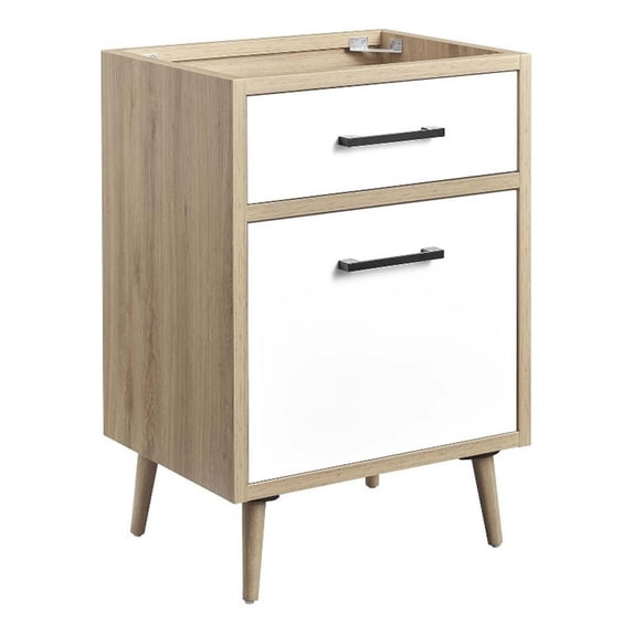 Modway Maverick 24" Wood Bathroom Vanity Cabinet in Oak and White