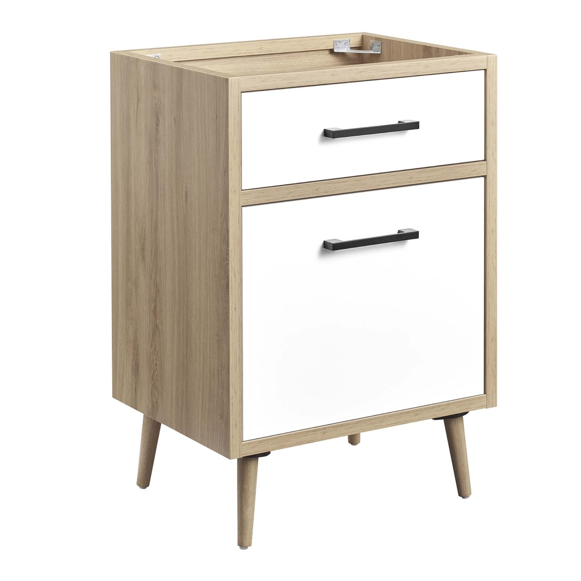 Maverick 24" White and Light Brown Freestanding Bathroom Vanity Cabinet